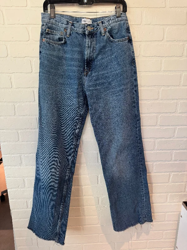 Jeans Wide Leg By Zara In Blue Denim, Size: 8