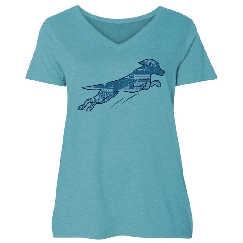 Dock Diving - Ladies Curvy V-Neck Tee