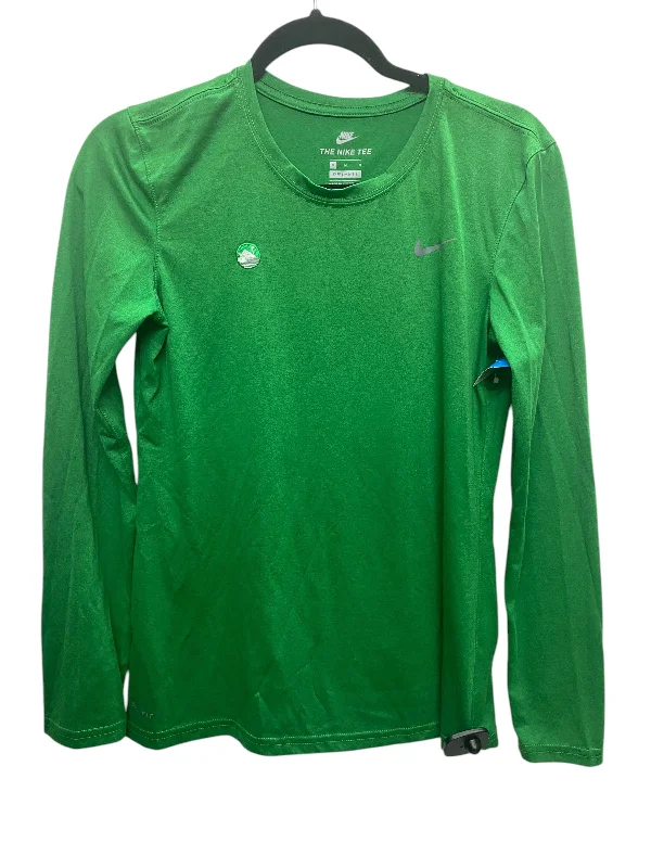 Athletic Top Long Sleeve Collar By Nike Apparel In Green, Size: M