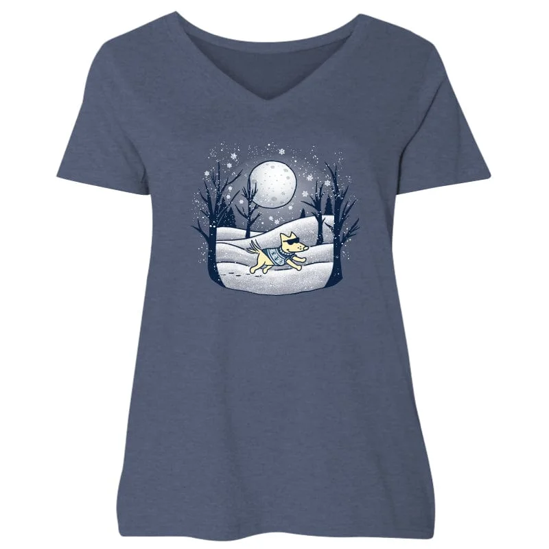 Winter Moon - Ladies Curvy V-Neck Tee