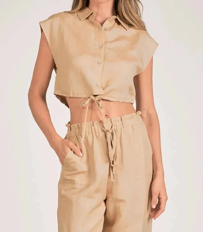 Jamie Crop Top In Taupe