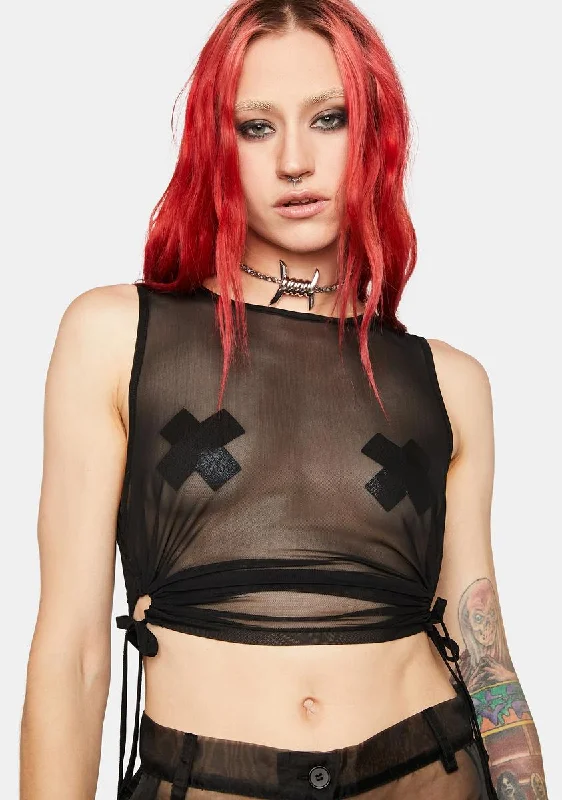 Obsidian Mesh Crop Top