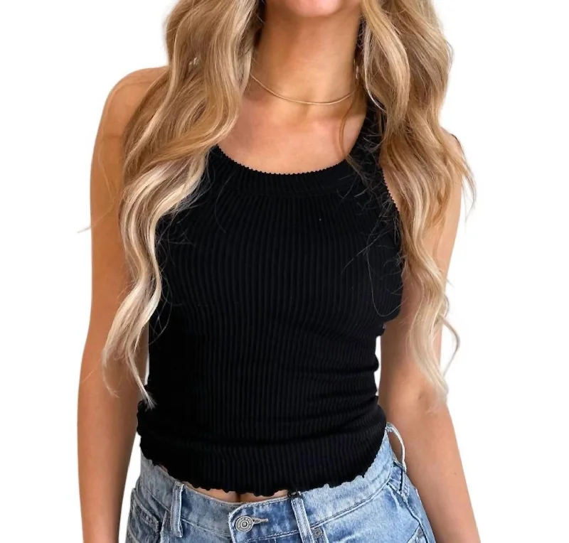 Ribbed Seamless Tank Top In Black