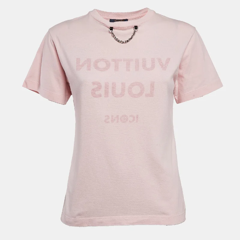 Louis Vuitton Pink Logo Inverted Print Cotton T-Shirt