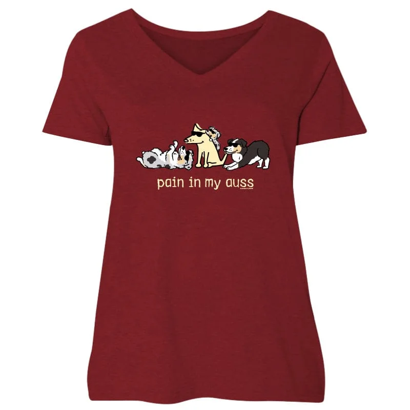 Pain In My Auss - Ladies Curvy V-Neck Tee