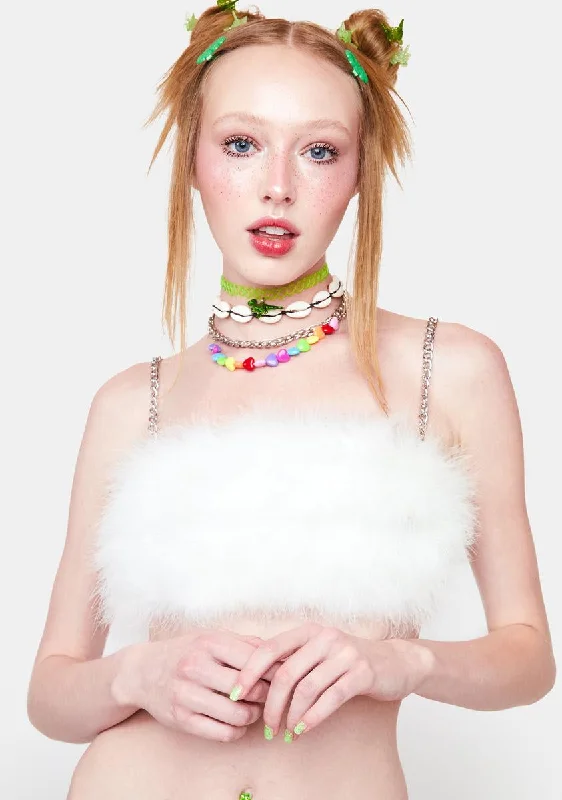 Bliss So Enchanting Marabou Crop Top