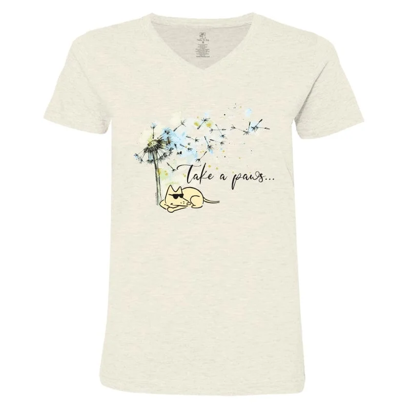 Take A Paws - Ladies T-Shirt V-Neck