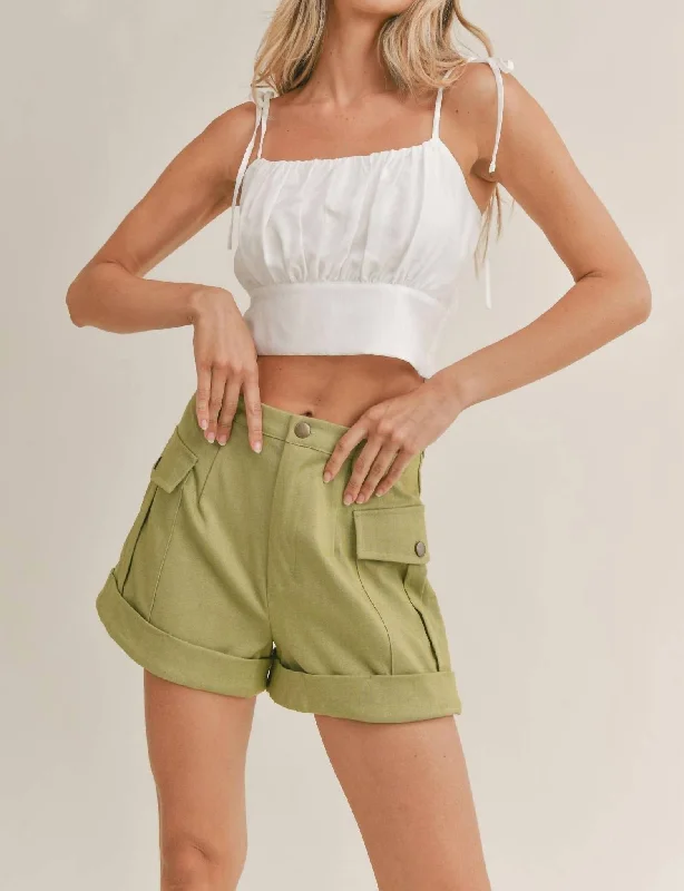 Lillie Tie Strap Crop Top In White