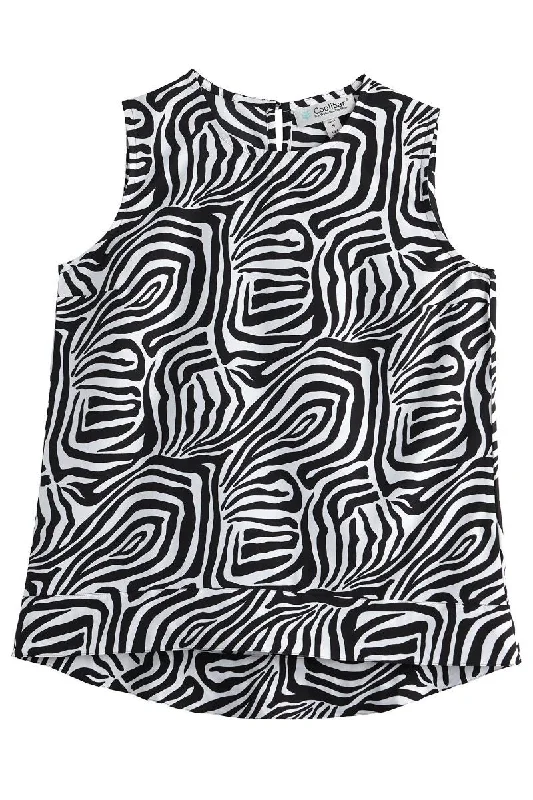 Women's St. Tropez Swing Tank Top | Black/White Mara Abstract Print