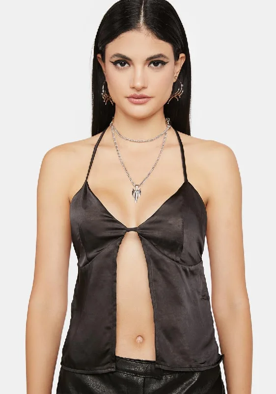 Satin Black Arun Cami Top