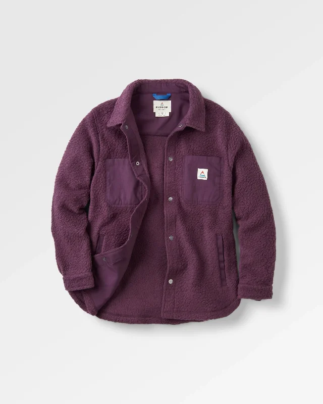 Rappel Recycled Sherpa Oversized Shirt Jacket - Deep Plum