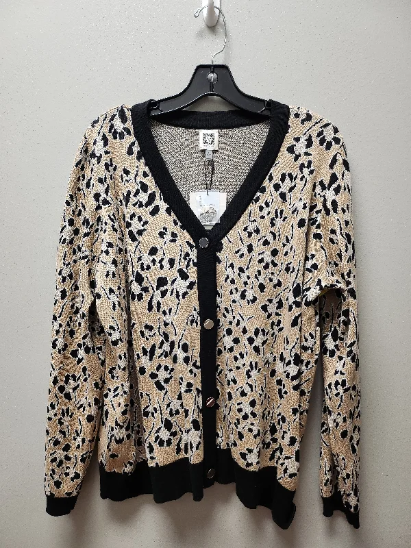 Sweater Cardigan By Anne Klein In Animal Print, Size: Xl