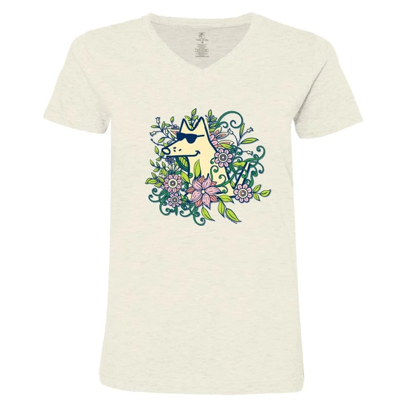 Stop And Smell The Flowers - Ladies T-Shirt V-Neck