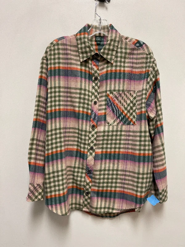 Blouse Long Sleeve By Wild Fable In Plaid Pattern, Size: S