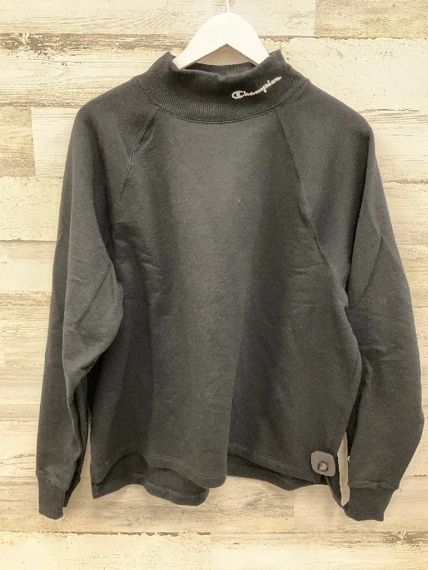 Athletic Top Long Sleeve Collar By Champion In Black, Size: Xl