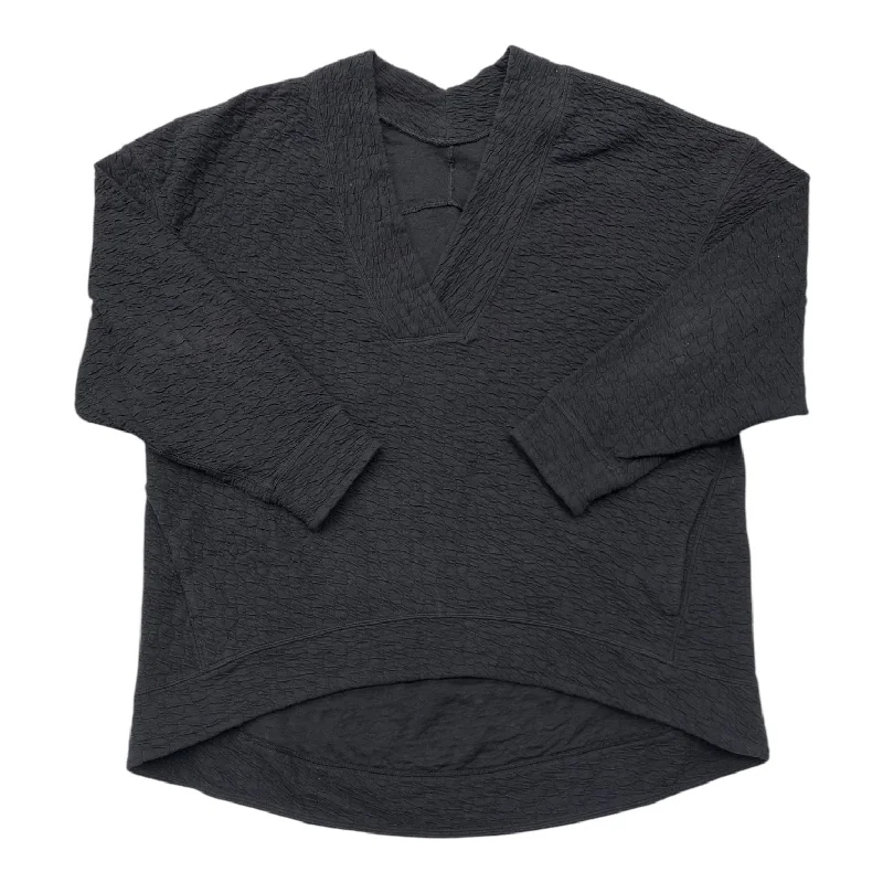 Athletic Top Long Sleeve Collar By Lululemon In Black, Size: L