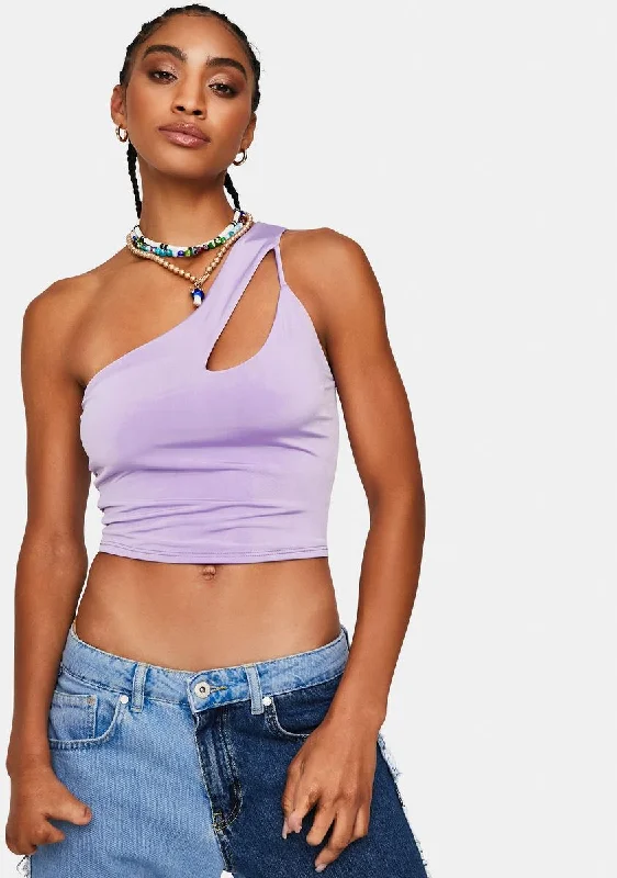 Lilac Fast And Furious Asymmetrical Crop Top