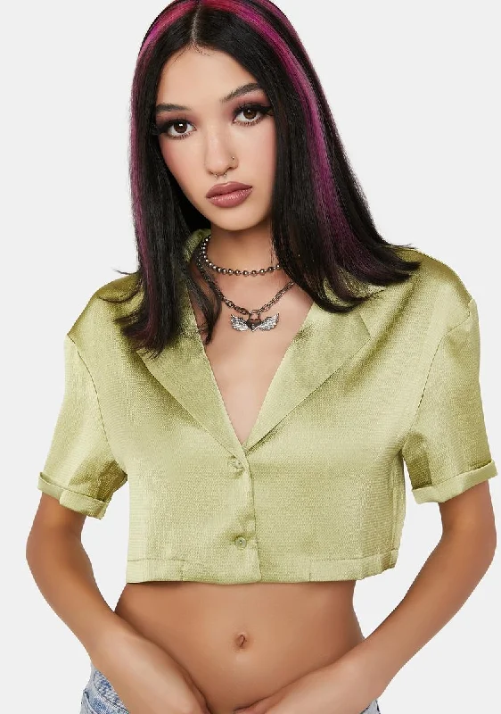 Tropical Chill For Days Satin Crop Top