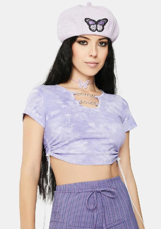 Purple Chain Pull Up Crop Top