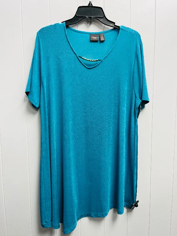 Top Short Sleeve By Chicos In Teal, Size: L