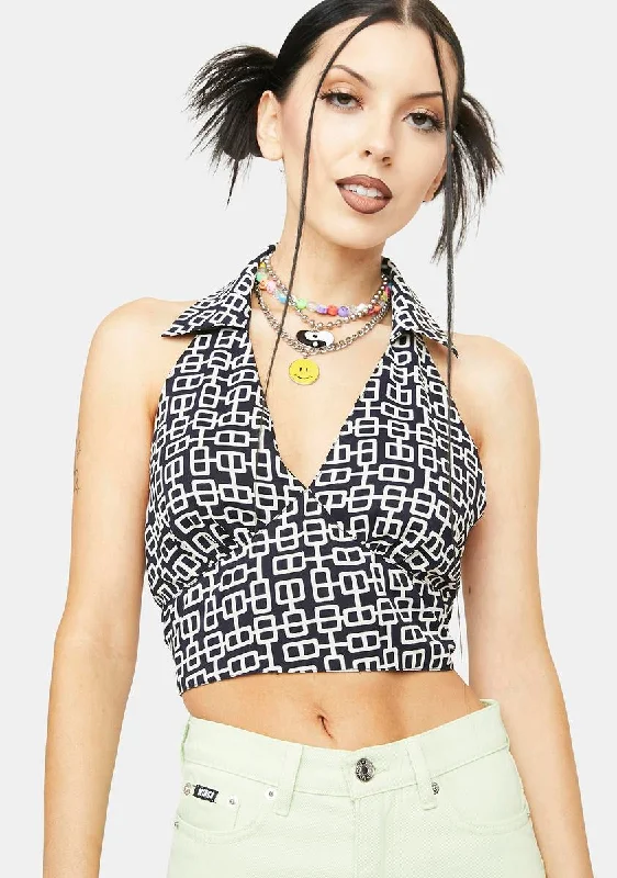 Train Of Thought Collared Crop Top