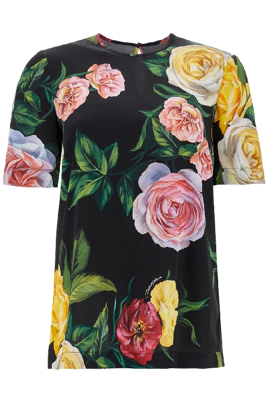 Dolce & Gabbana Women's  Silk T-Shirt With Floral Print