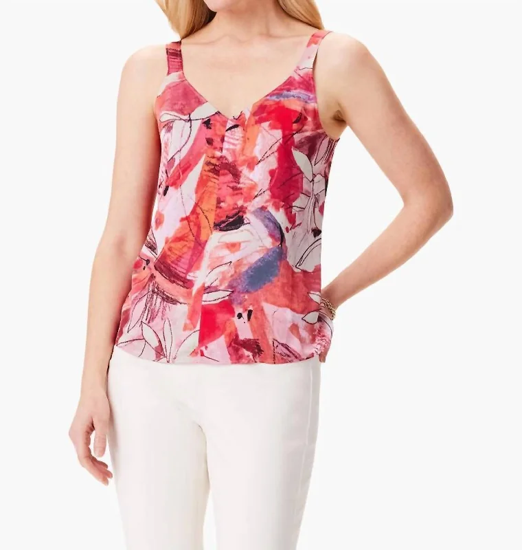 Scribble Bouquet Crepe Cami Top In Pink Multi