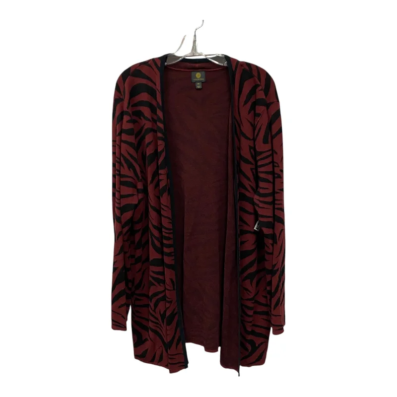 Cardigan By Jm Collections In Red, Size:1X