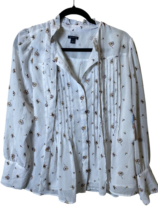 Blouse Long Sleeve By Ann Taylor In Floral Print, Size: L