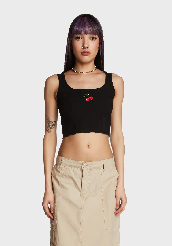 Three Cheers Crop Top - Black