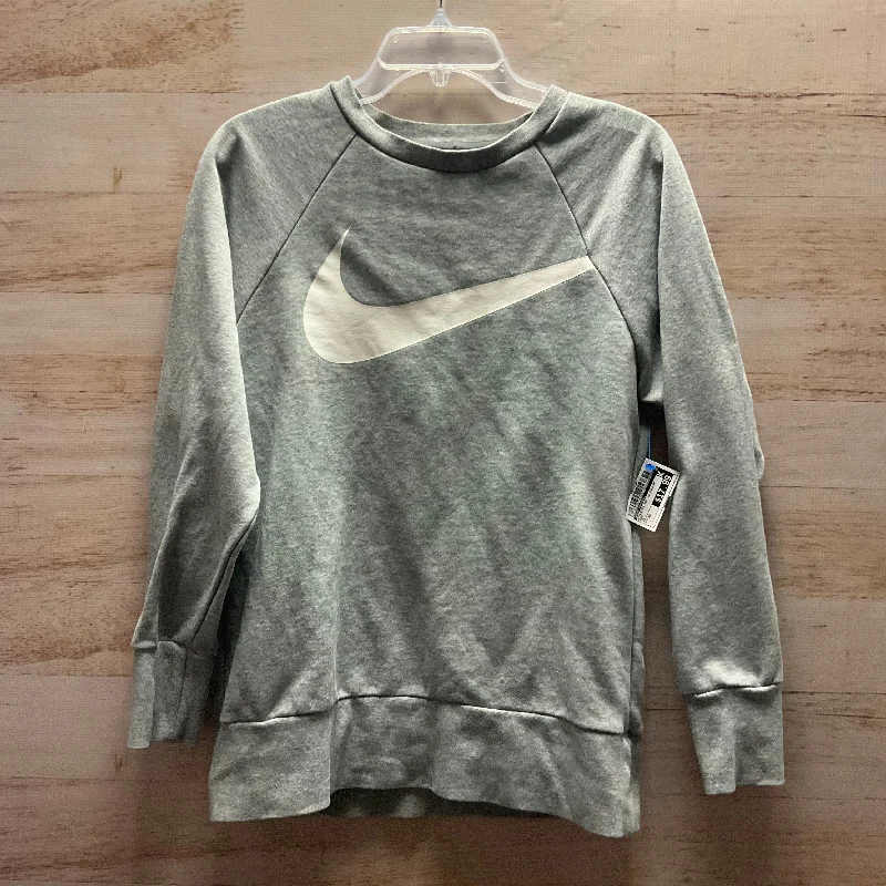 Athletic Top Long Sleeve Collar By Nike Apparel In Grey, Size: Xs