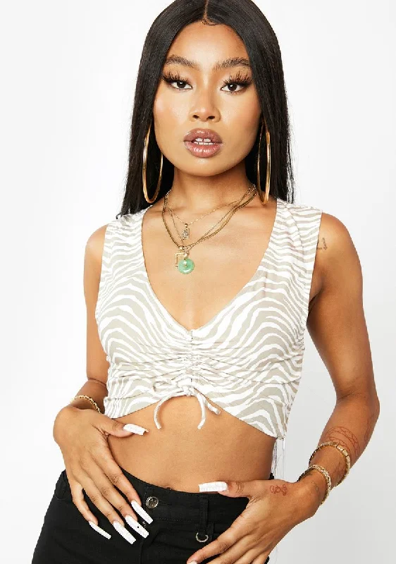 Tonal Zebra Raeless Crop Top