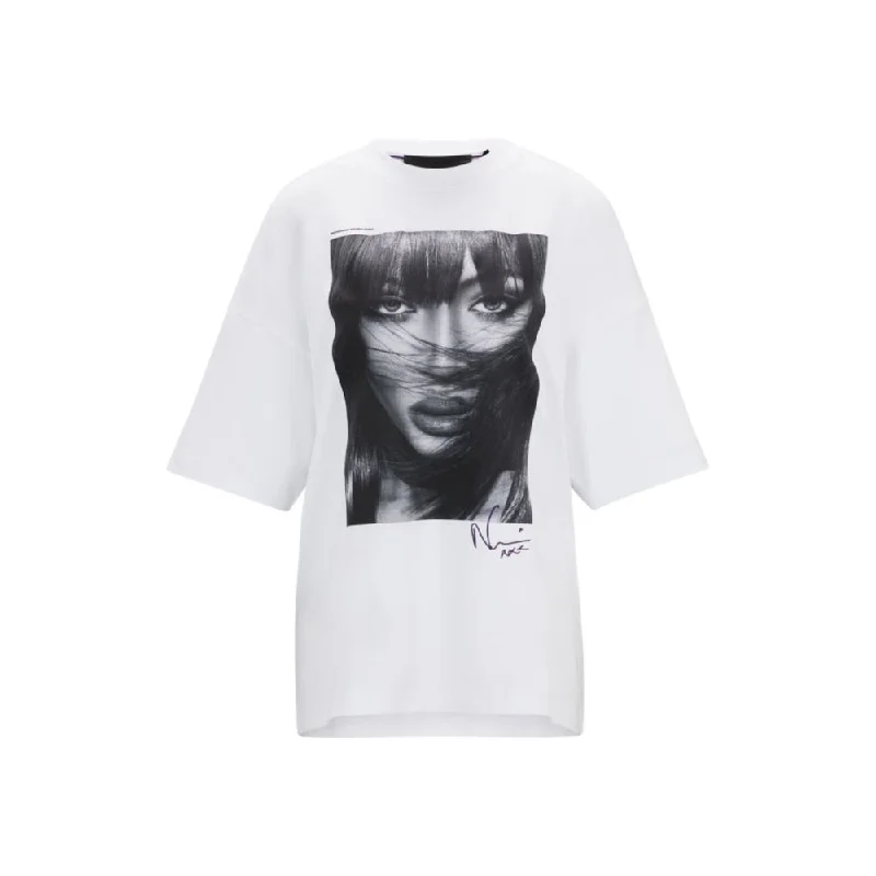 NAOMI x BOSS interlock-cotton T-shirt with dropped shoulders