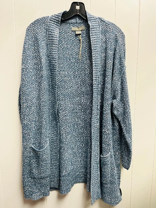 Sweater Cardigan By Natural Reflections In Blue, Size: S