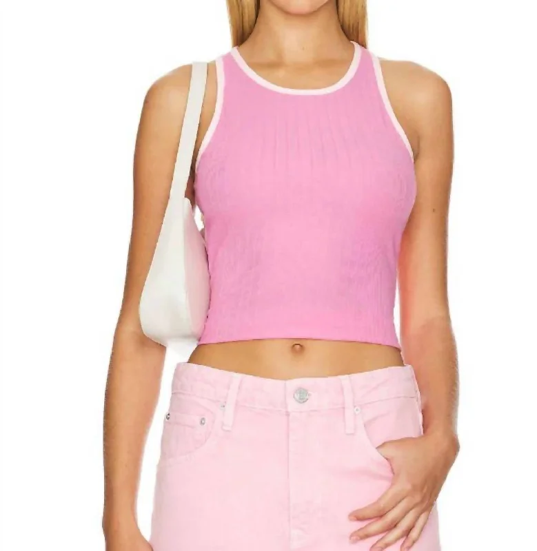 Ziva Contrast Tank Top In Pink