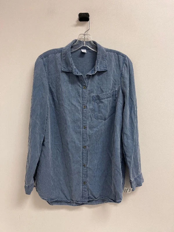 Blouse Long Sleeve By Old Navy In Blue Denim, Size: M