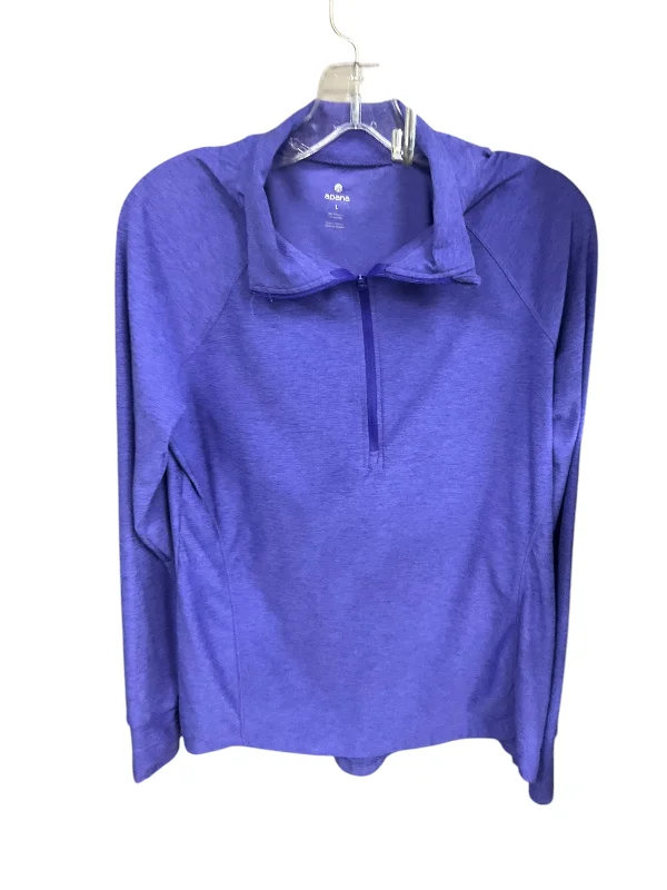 Athletic Top Long Sleeve Collar By Apana In Purple, Size: L