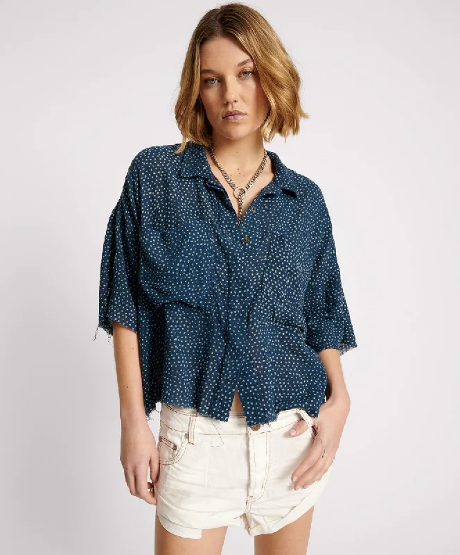 BATIK SPOT HAND DYED MUSLIN CROPPED SHIRT