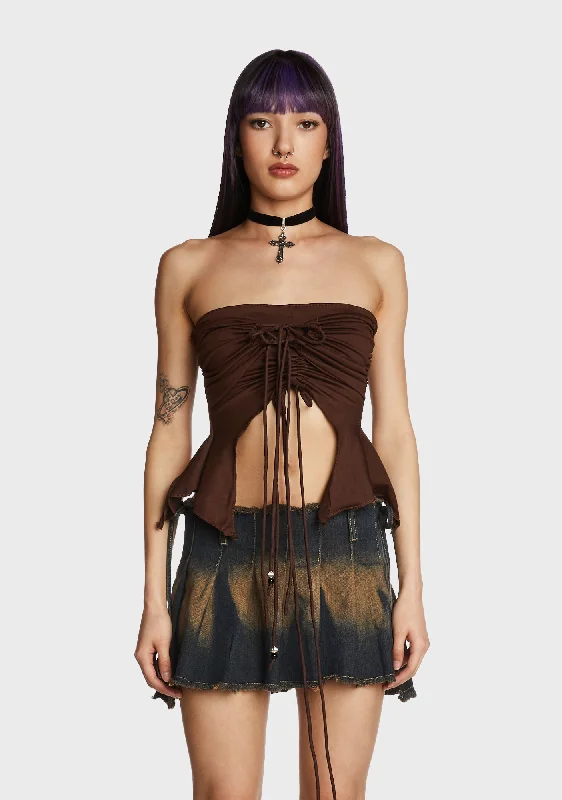 Going Mainstream Crop Top - Brown