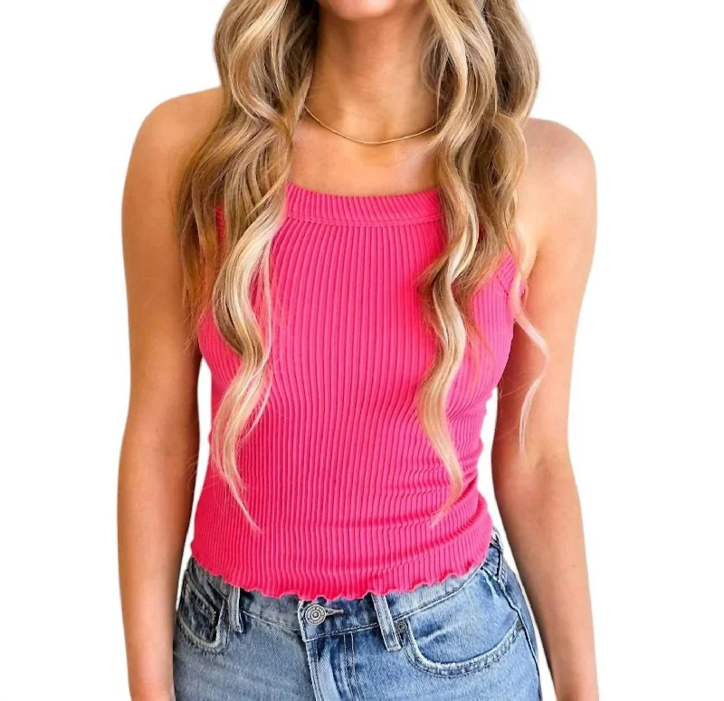 Ribbed Seamless Tank Top In Pink