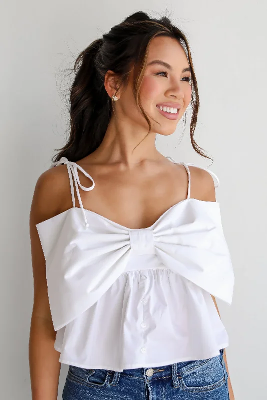 FINAL SALE - Ideal Cuteness White Bow Tank