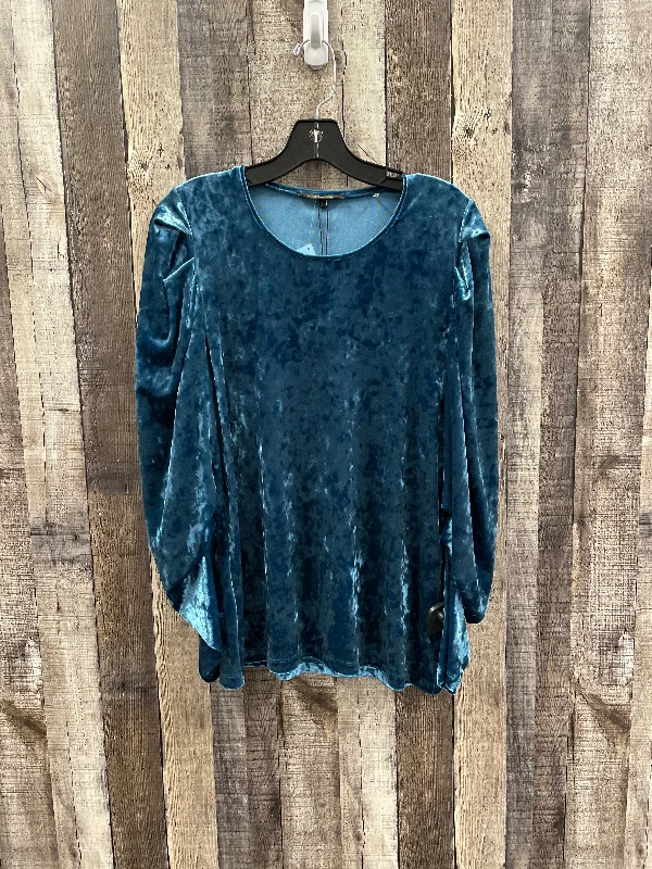 Blouse Long Sleeve By Cmb In Blue, Size: L