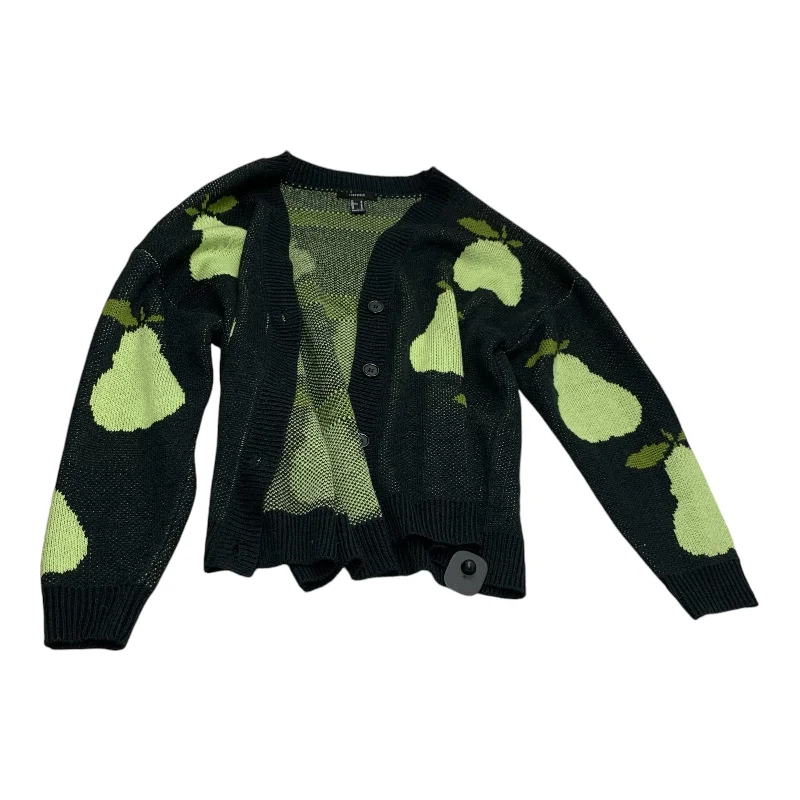 Sweater Cardigan By Forever 21 In Black & Green, Size: M