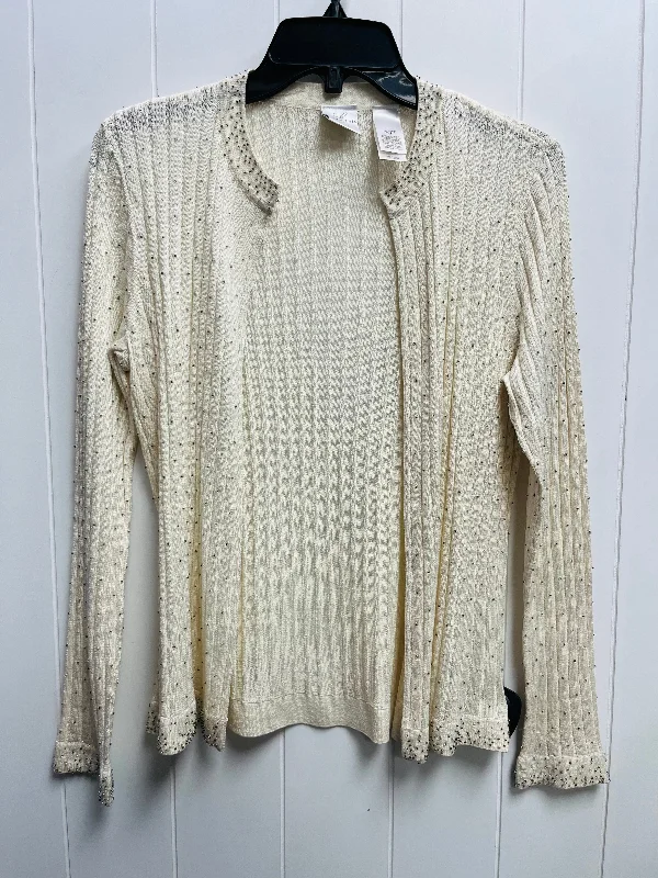 Sweater Cardigan By Emma James In Cream, Size: Mp