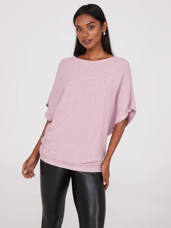 Metallic Boat Neck Dolman Sleeve Top