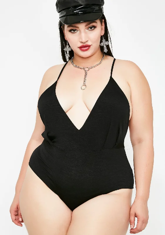 Midnight Grand Entrance Deep V Bodysuit