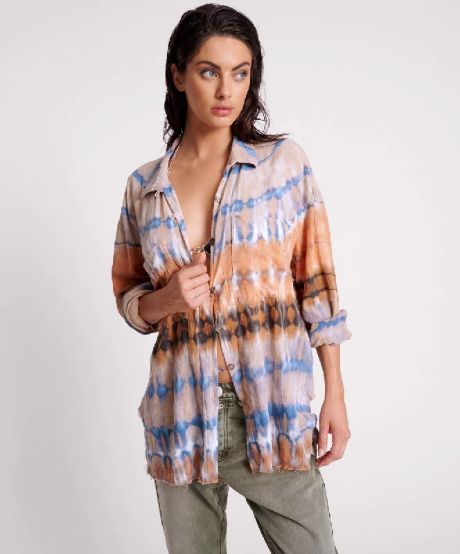 MIRAGE HAND TIE DYED MUSLIN LONG LINE SHIRT