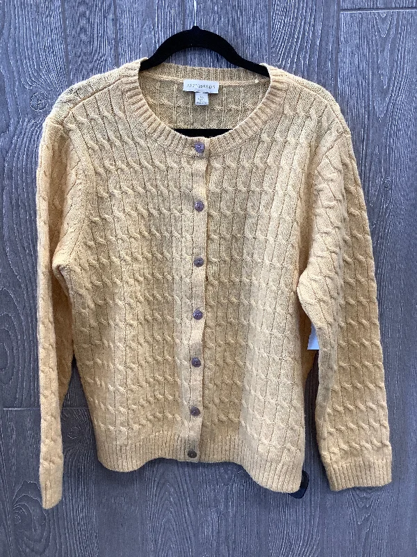 Sweater Cardigan By Appleseeds In Yellow, Size: Xl