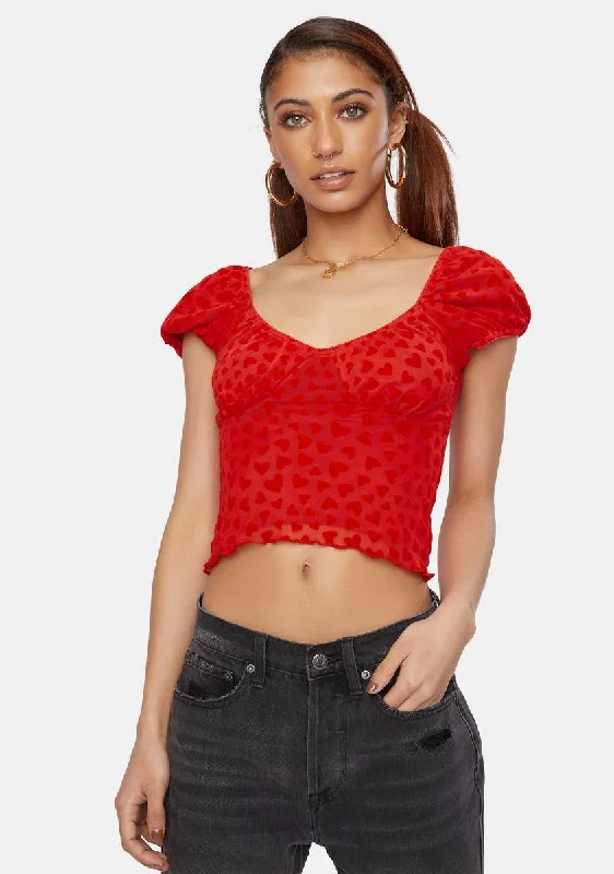 Red Heart Glasty Crop Top