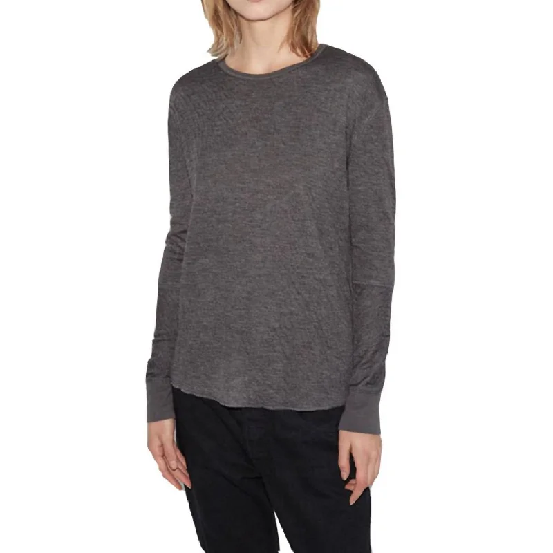 Women Duofold Crew Neck T-Shirt In Gray